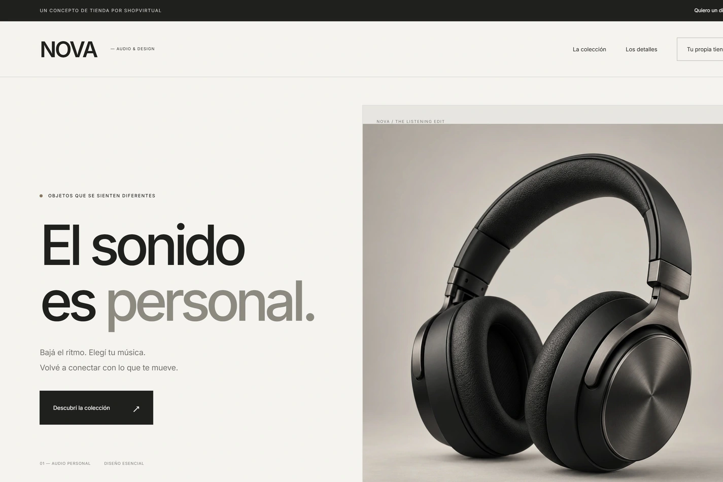 Vista de escritorio de NOVA, con sus proporciones originales