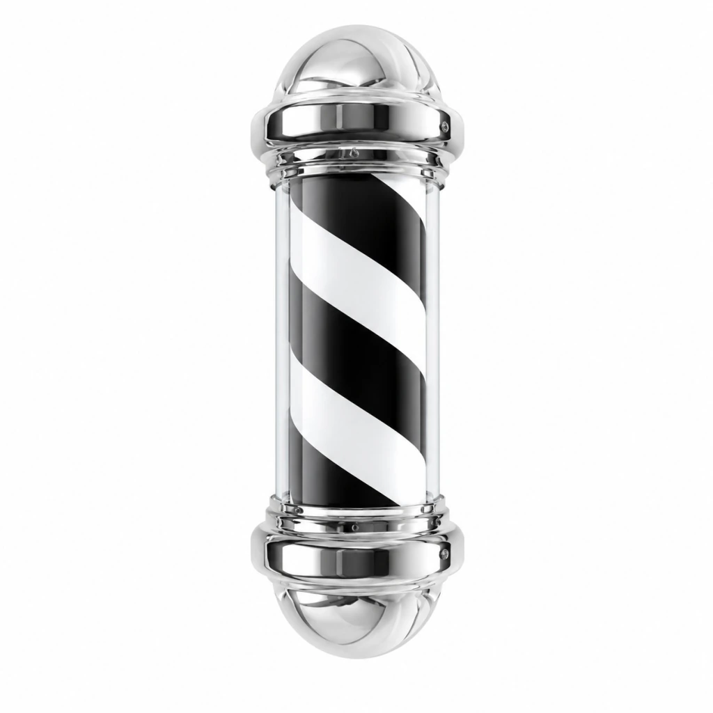 Faro de Barbería Giratorio LED – Clásico Blanco y Negro (70 cm)